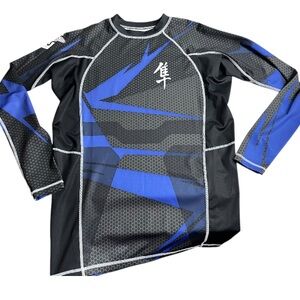 Men's Blue and Black Rash Guard combat jiu-jitsu Hayabusa sport Wear